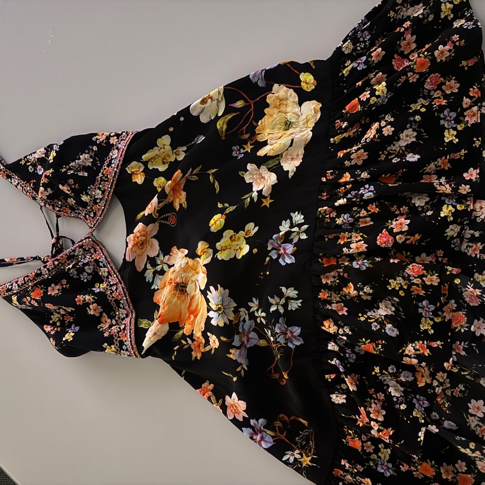 Camilla 'Secret History' Cut-Out Floral Silk Mini-Dress, Multi - Picture 8 of 10